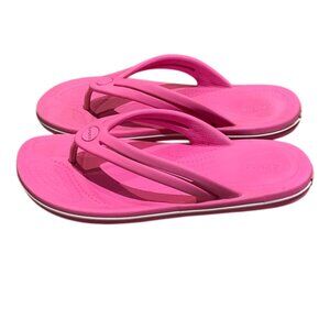 CROCS Pink Crocband Flip Flop Thong Sandals Shoes Womens Size 7 Flats Vacation